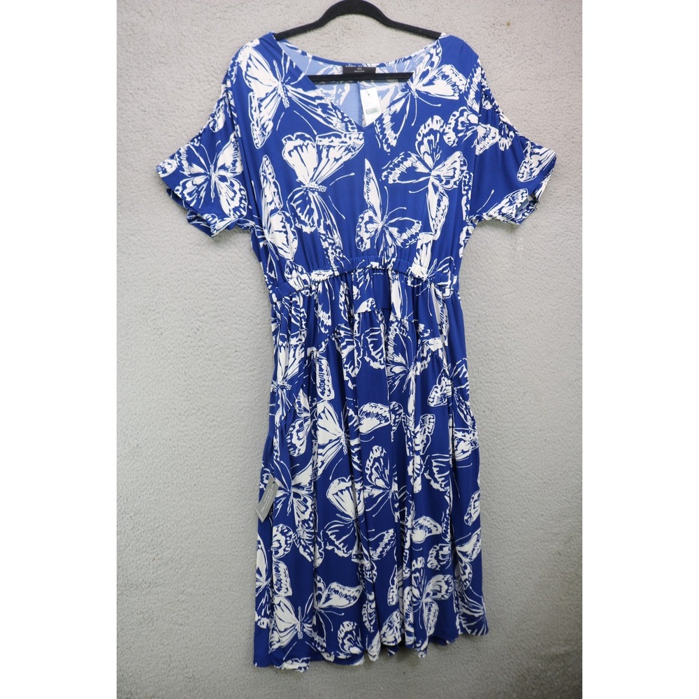 Lane Bryant Short Sleeve V Neck Maxi Dress-10/12-NWT-Butterflies-Whimsigoth-BOHO